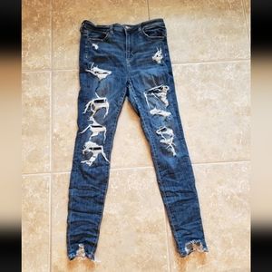 American Eagle Distressed Super Hi Rise Jegging Size 8R